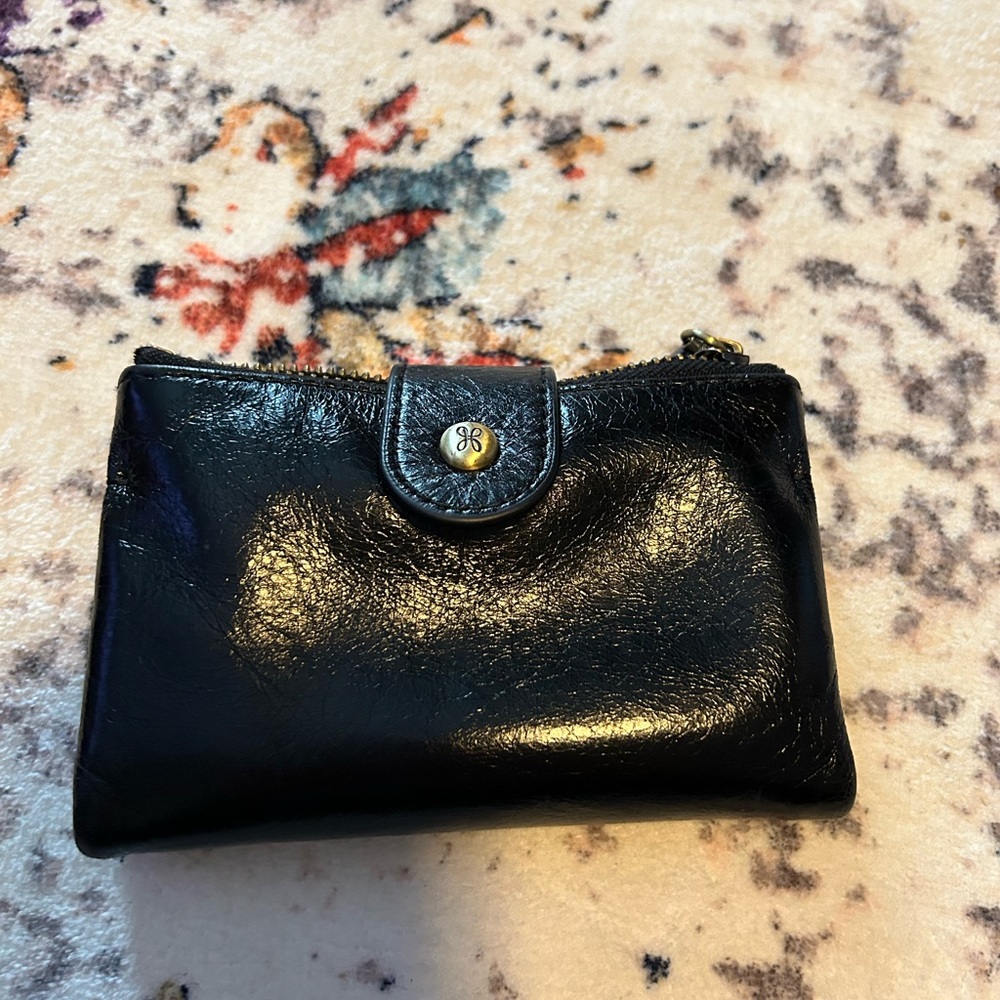 Hobo black leather bifold wallet